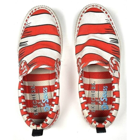 SKECHERS Womens US 5.5 Red/White DR. SEUSS Cat in the Hat Slip-On SNEAKERS EUC - Picture 5 of 6
